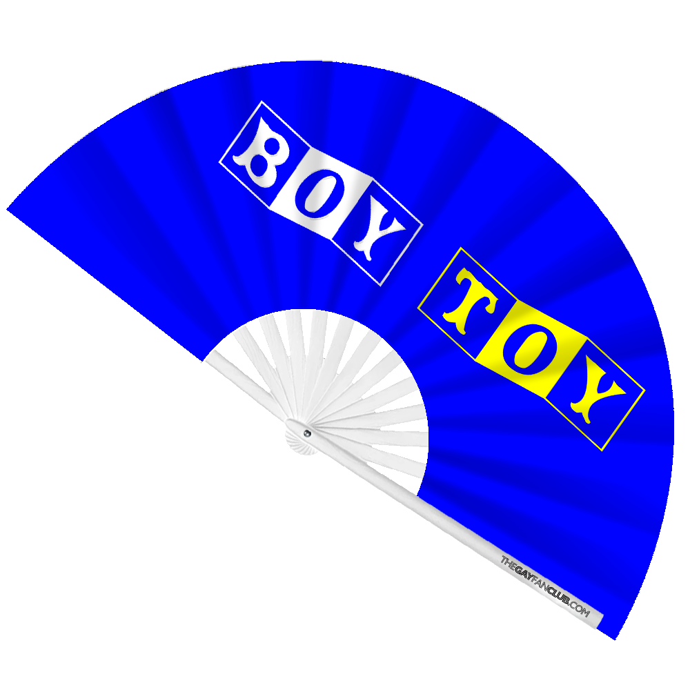 "Boy Toy" Oversized Clack Fan - Blue Flirty Bamboo Fan