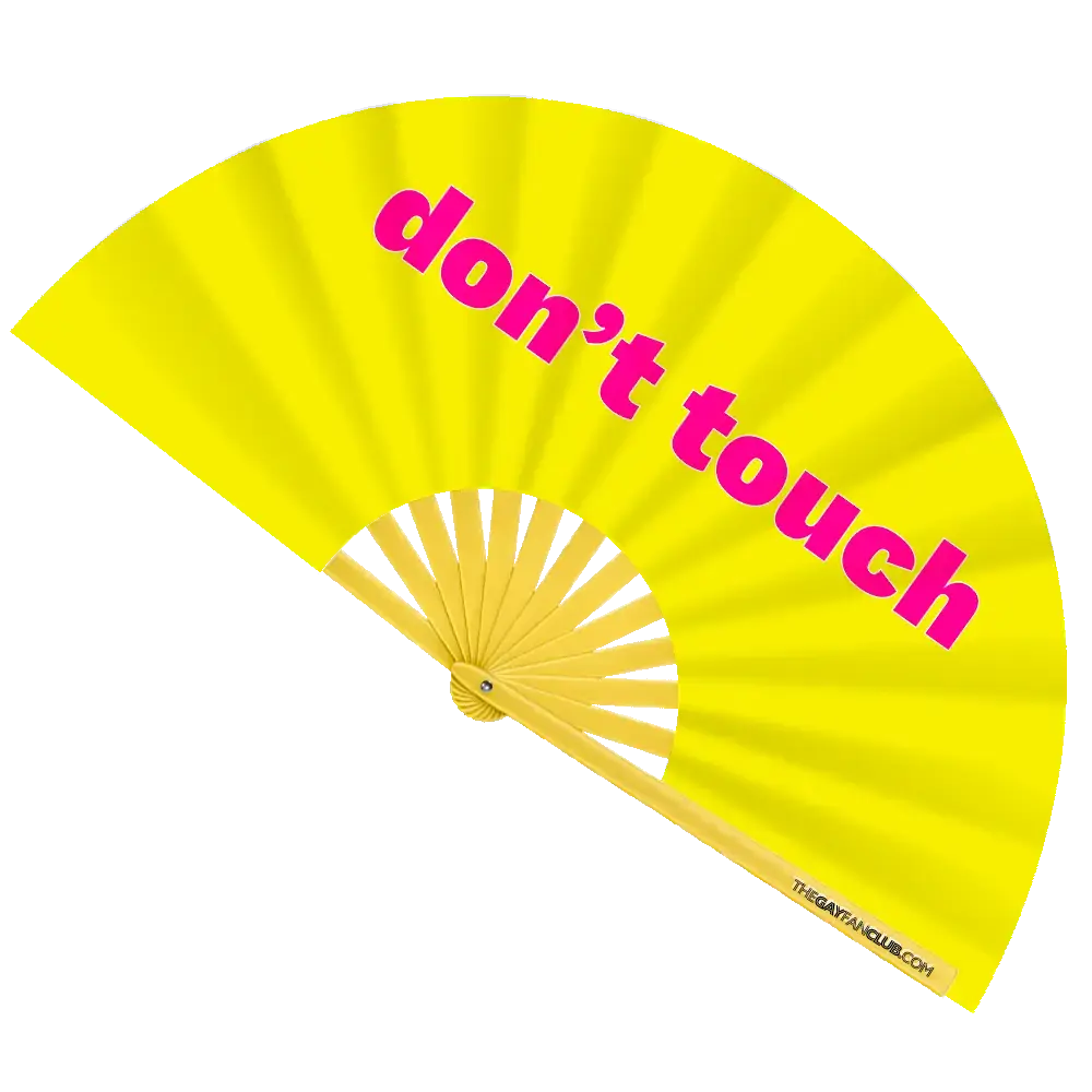 Don't Touch Fan (UV) The Gay Fan Club® Bamboo Clack Fan