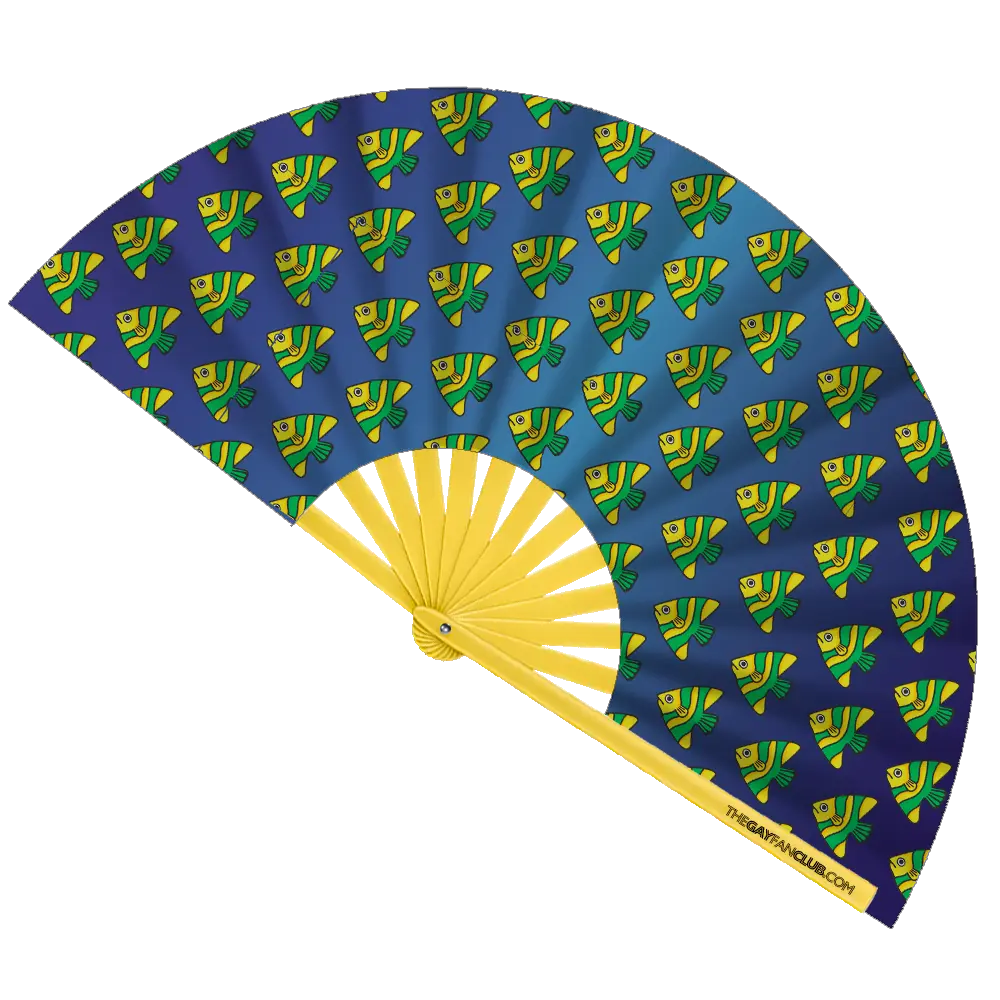 Go With The Flow Tropical UV-reactive bamboo clack fan - The Gay Fan Club