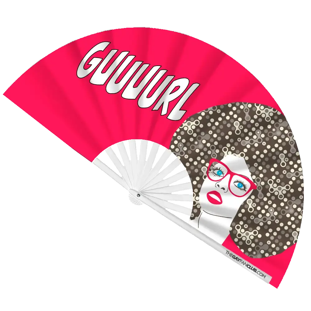 Pink Gurl UV-Reactive Oversized Bamboo Drag Clack Fan