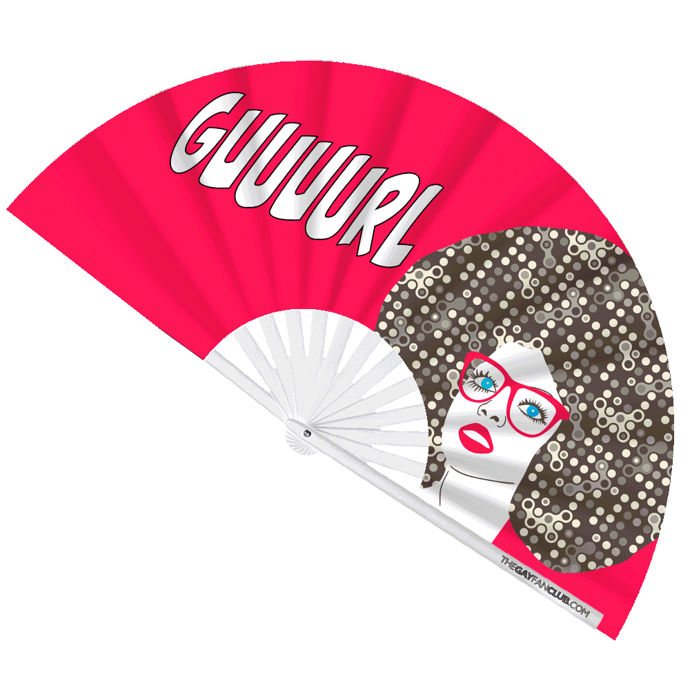 Pink Gurl UV-Reactive Oversized Bamboo Drag Clack Fan