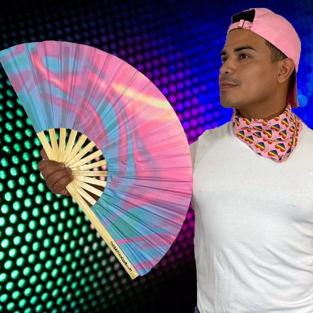 Fluid Fan | Pink and Blue Hand Fan | The Gay Fan Club 