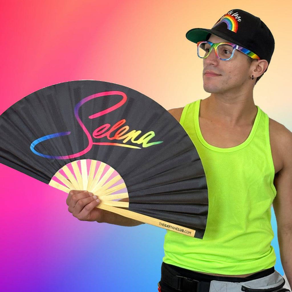 Selena Rainbow Fan - Texas Hand Fan - The Gay Fan Club