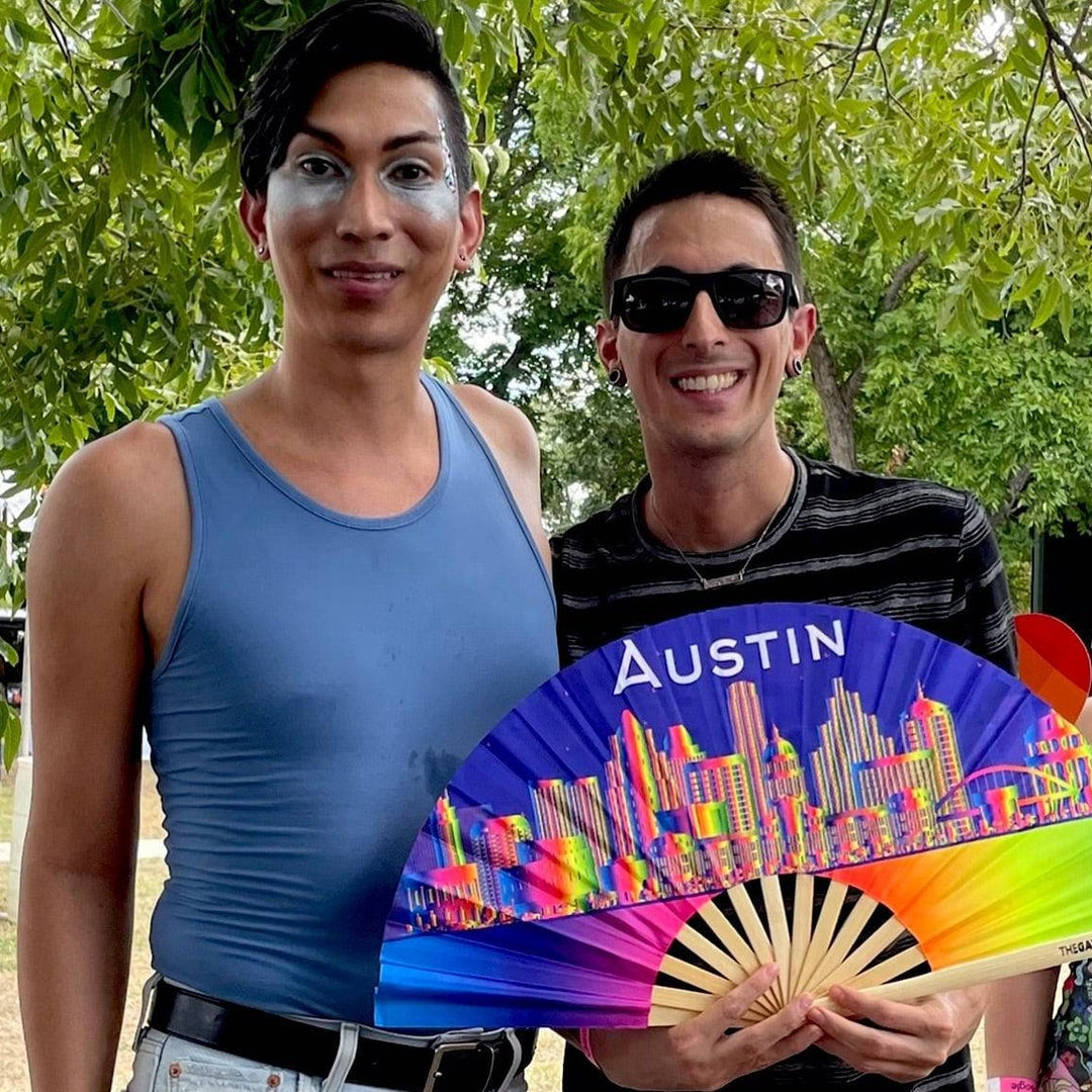 Austin Rainbow Fan - Austin, TX Hand Fan - The Gay Fan Club