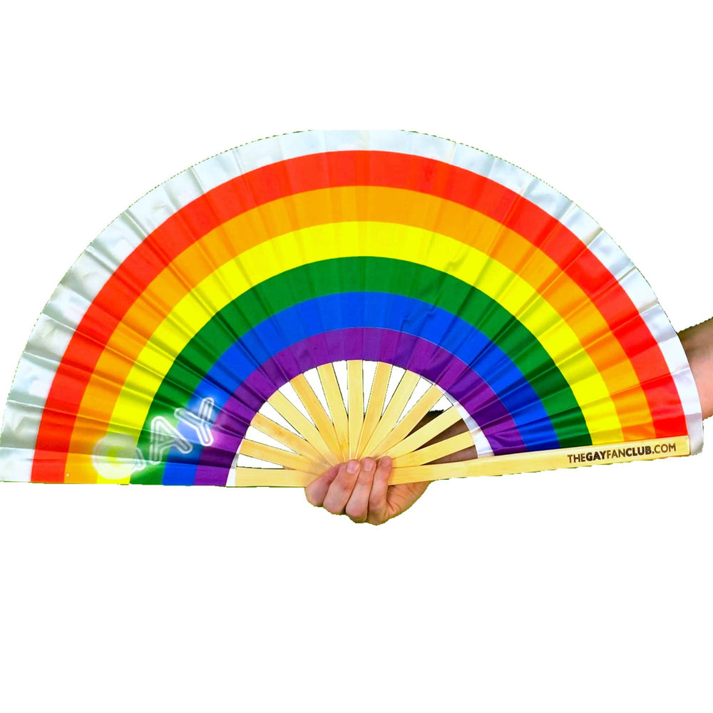 Gay All Day Fan - Rainbow Folding Fan Clack - The Gay Fan Club® 