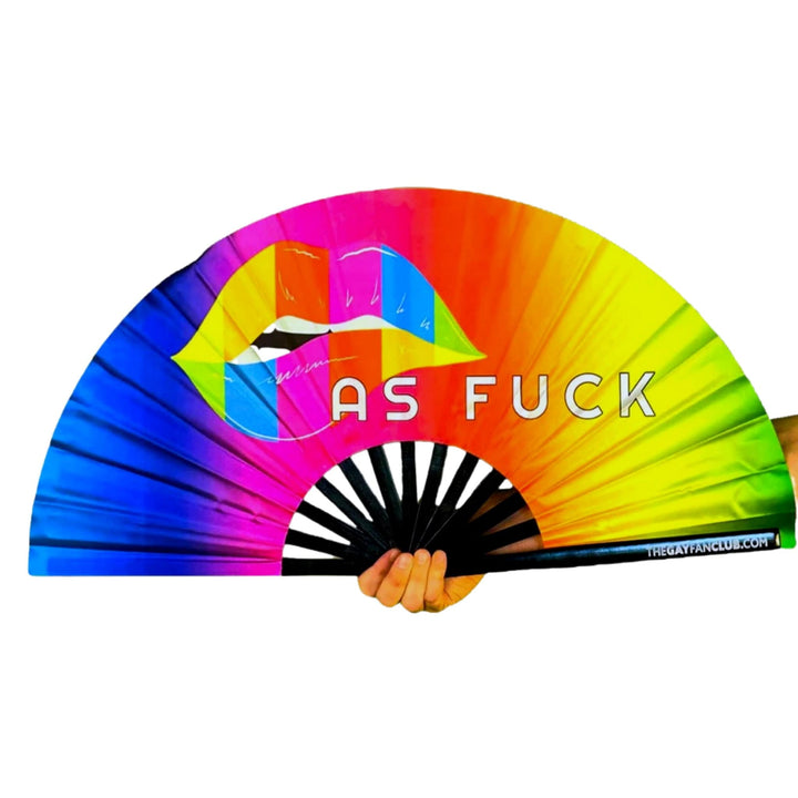 Gay AF Fan (UV) - Rainbow Hand Fan - The Gay Fan Club