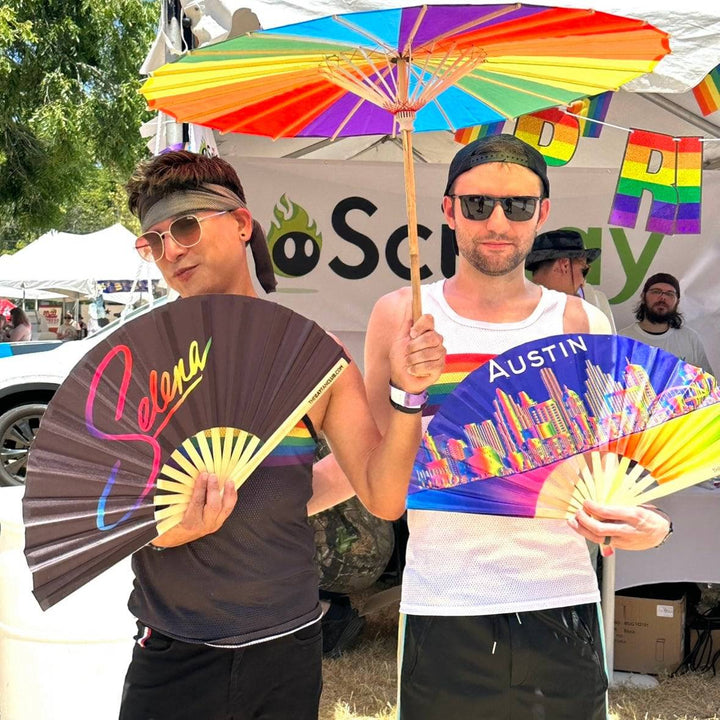 Selena Rainbow Fan - Texas Hand Fan - The Gay Fan Club