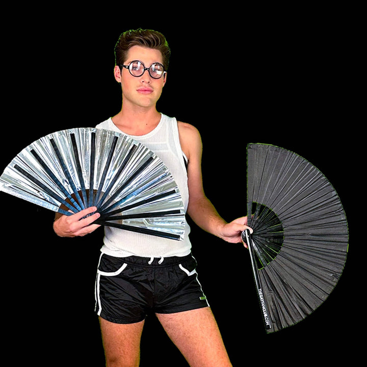 Black Glitter Fan | Festival Hand Fan | The Gay Fan Club