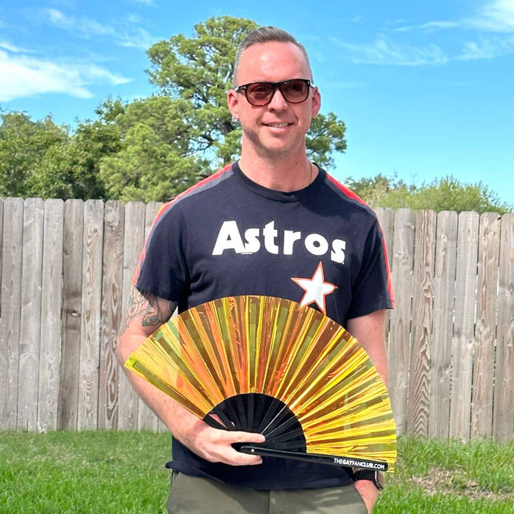 Gold Holographic Hand Fan - The Gay Fan Club® 