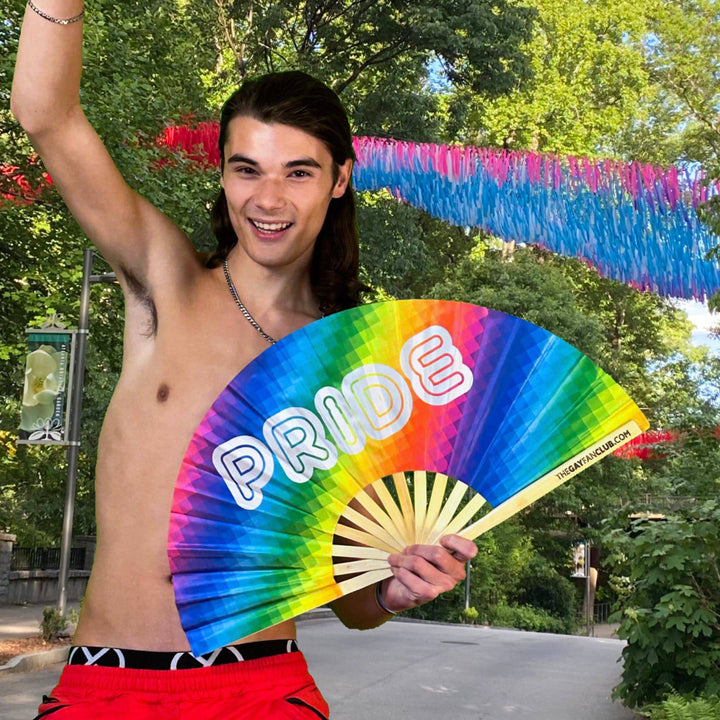 Pride Party Fan (UV) -Rainbow Hand Fan - The Gay Fan Club® 