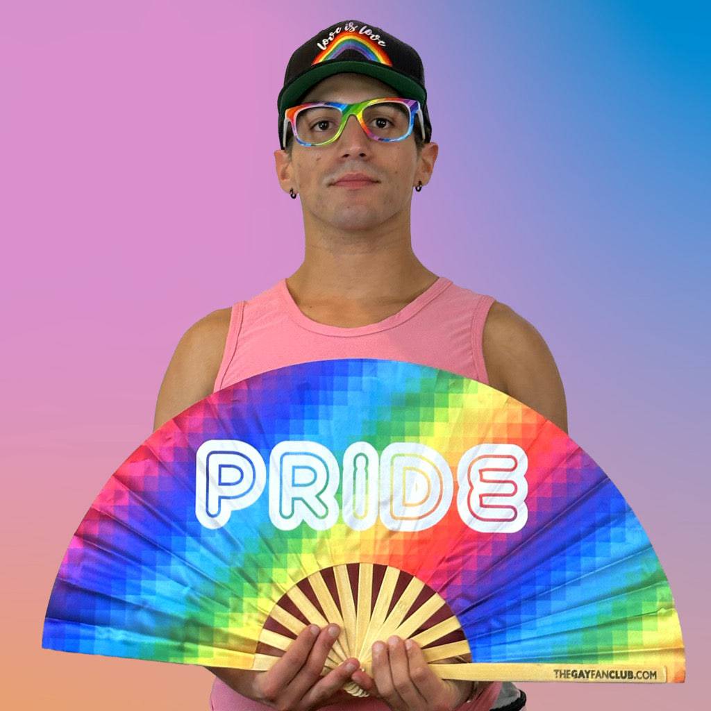 Pride Party Fan (UV) -Rainbow Hand Fan - The Gay Fan Club® 