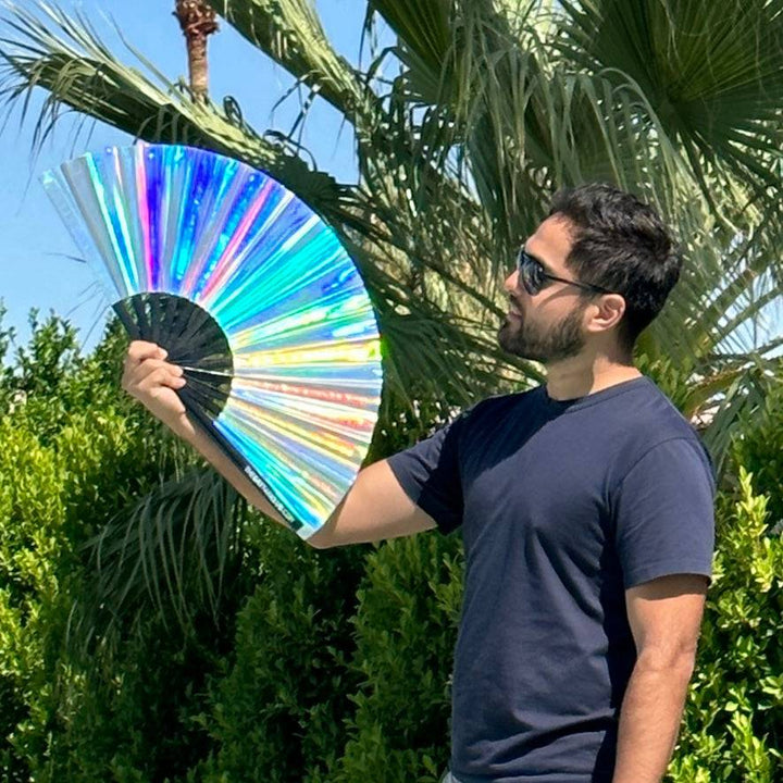 Disco Ball Rave Fan | Holographic Hand Fan for Music Festivals | The Gay Fan Club
