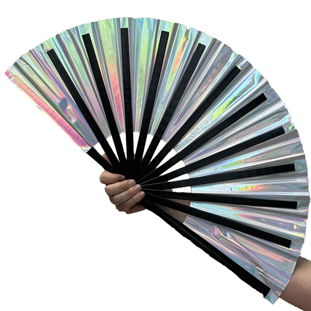 Disco Ball Holographic Disco Ball Rave Fan | Holographic Hand Fan for Music Festivals | The Gay Fan Club - The Gay Fan Club® 
