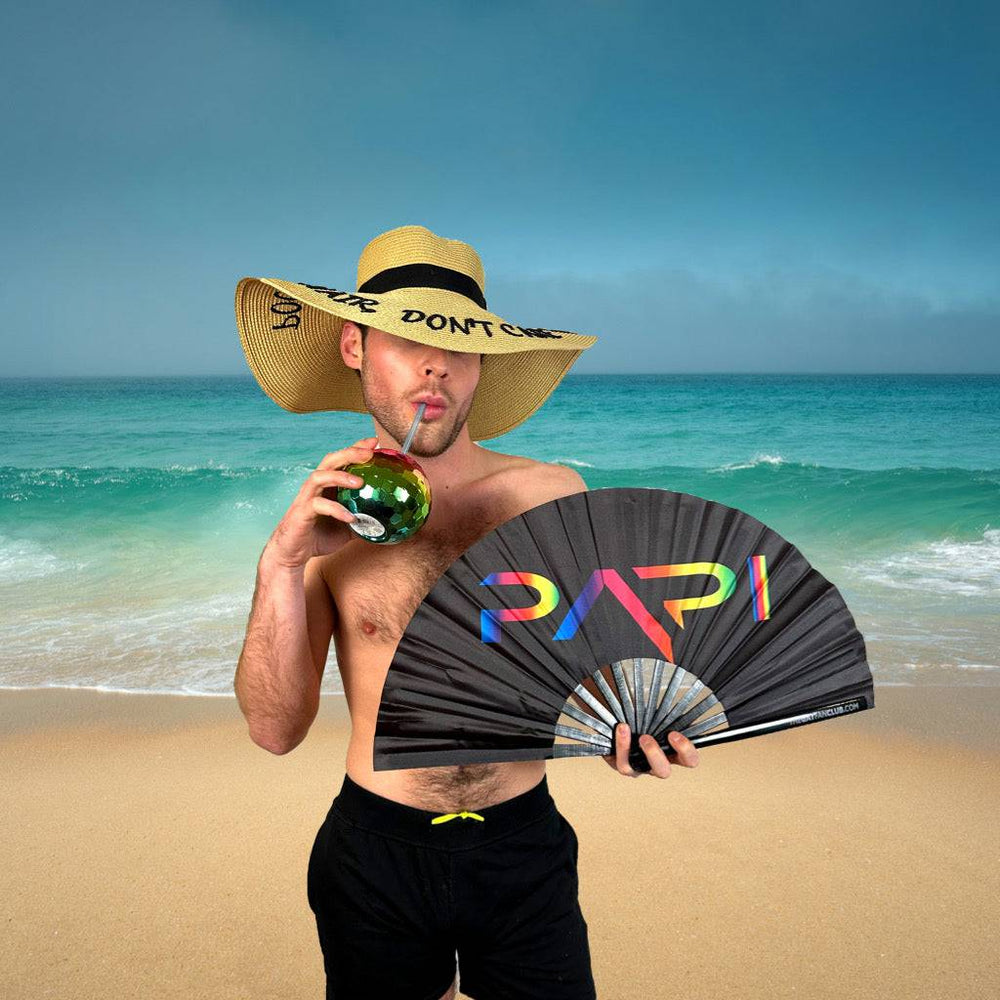 Black Bamboo "Papi" UV-Reactive Clack Fan for Latinx Pride and Nightlife