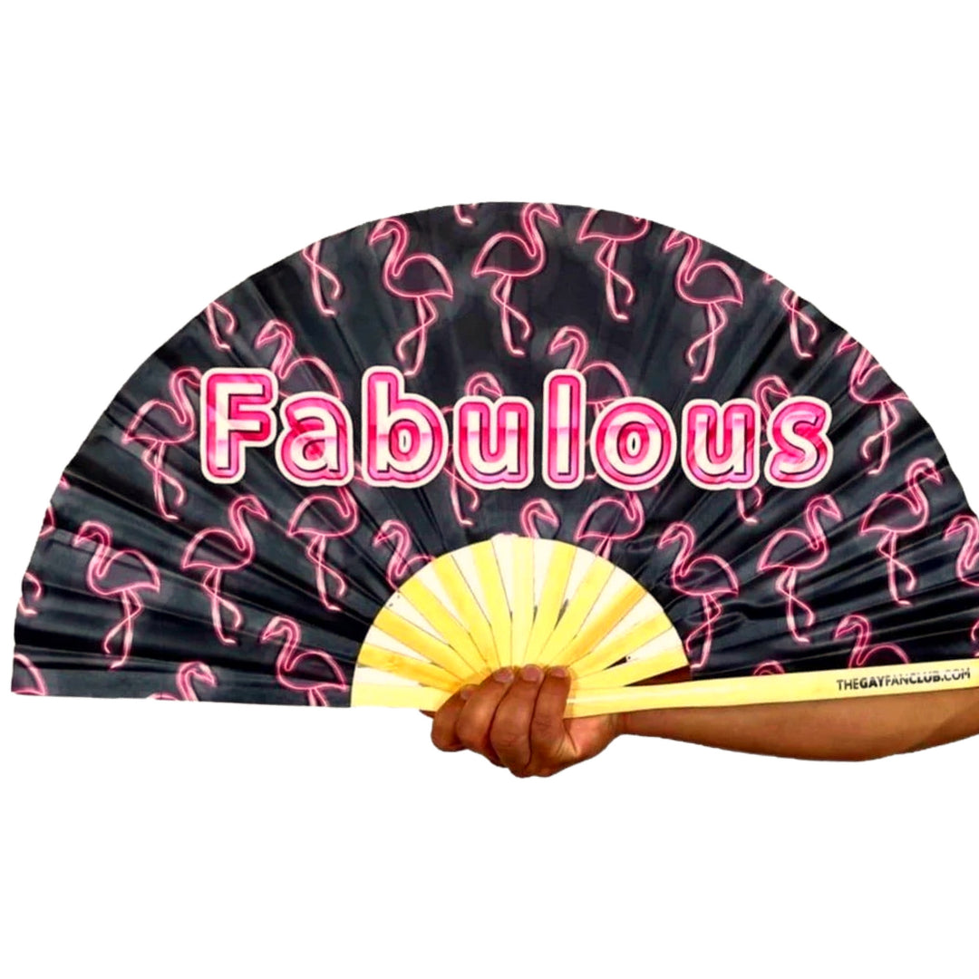 Fabulous Flamingo Fan - Drag Hand Fan - The Gay Fan Club