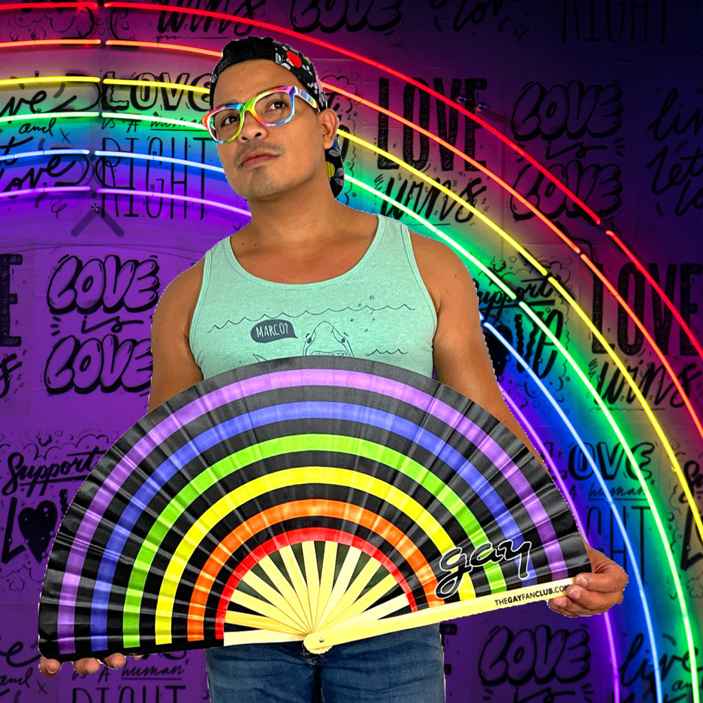 Electric Rainbow Fan | Rainbow Hand Fan | The Gay Fan Club