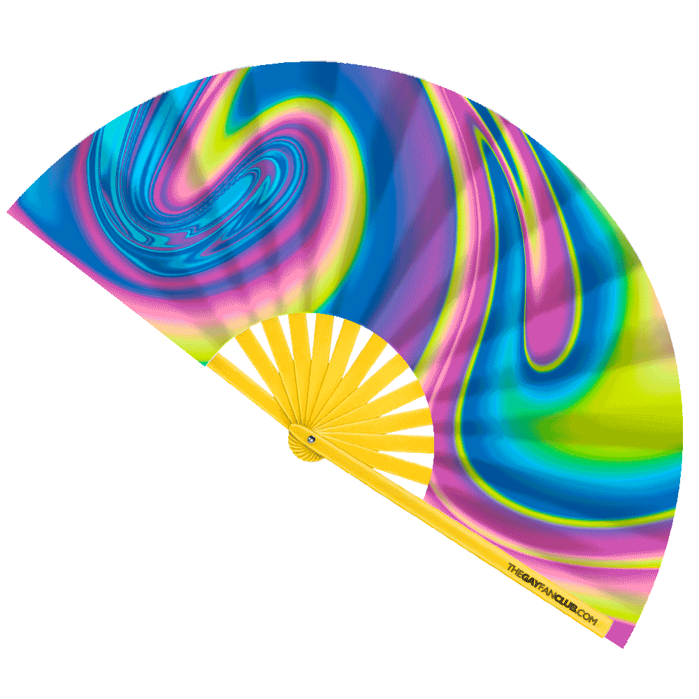 Retro 70s Lava Lamp UV-Reactive Bamboo Clack Fan for Raves