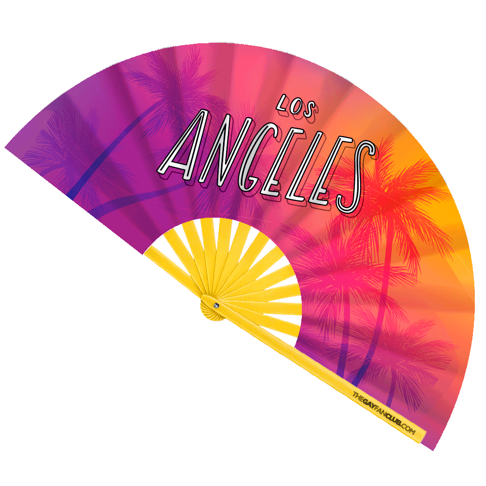 Oversized Los Angeles UV-Reactive Sunset Bamboo Clack Fan