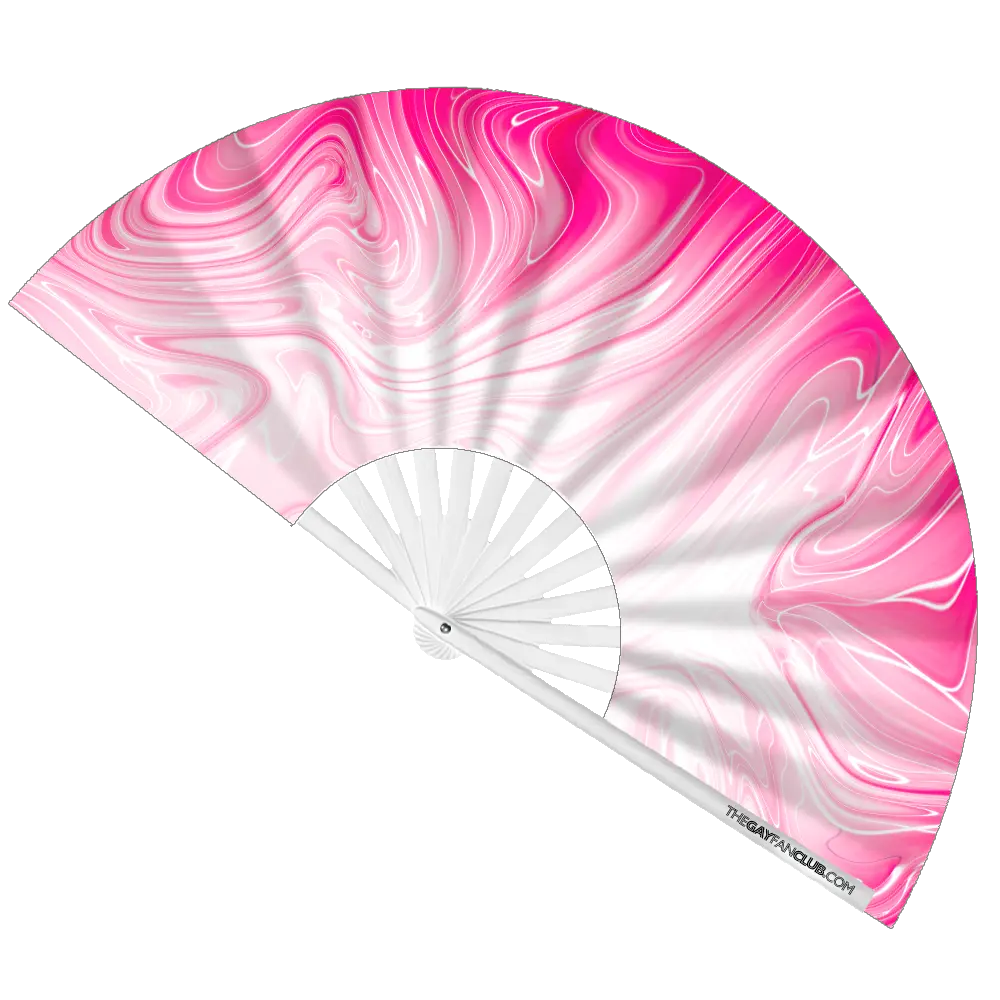 Oversized Hot Pink Bamboo "Pussy" UV-Reactive Clack Fan for Drag Queens and Raves