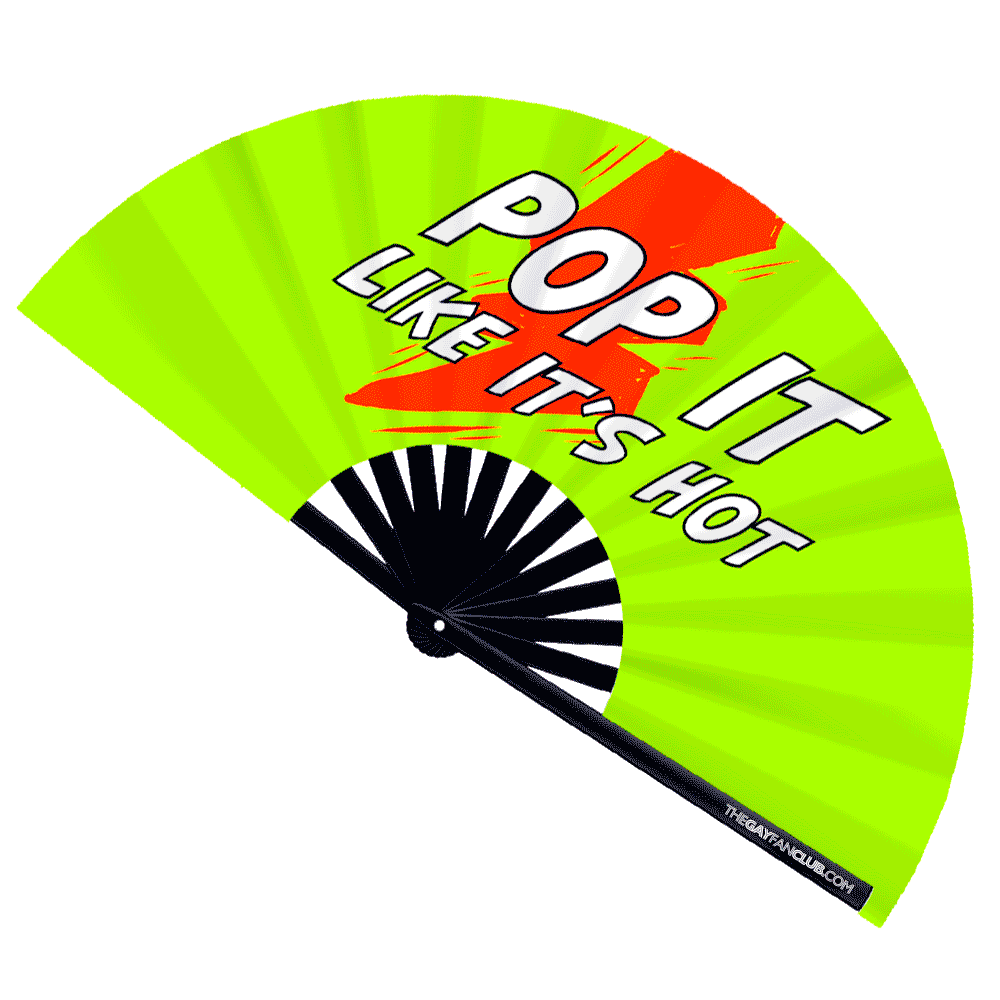 Oversized Yellow Bamboo "Poppers" UV-Reactive Clack Fan for Circuit Parties and Raves