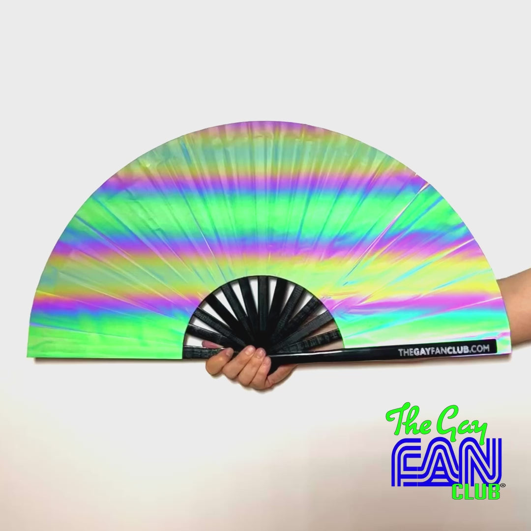 Eclipse Rainbow Reflective Fan Holographic Fan The Gay Fan Club
