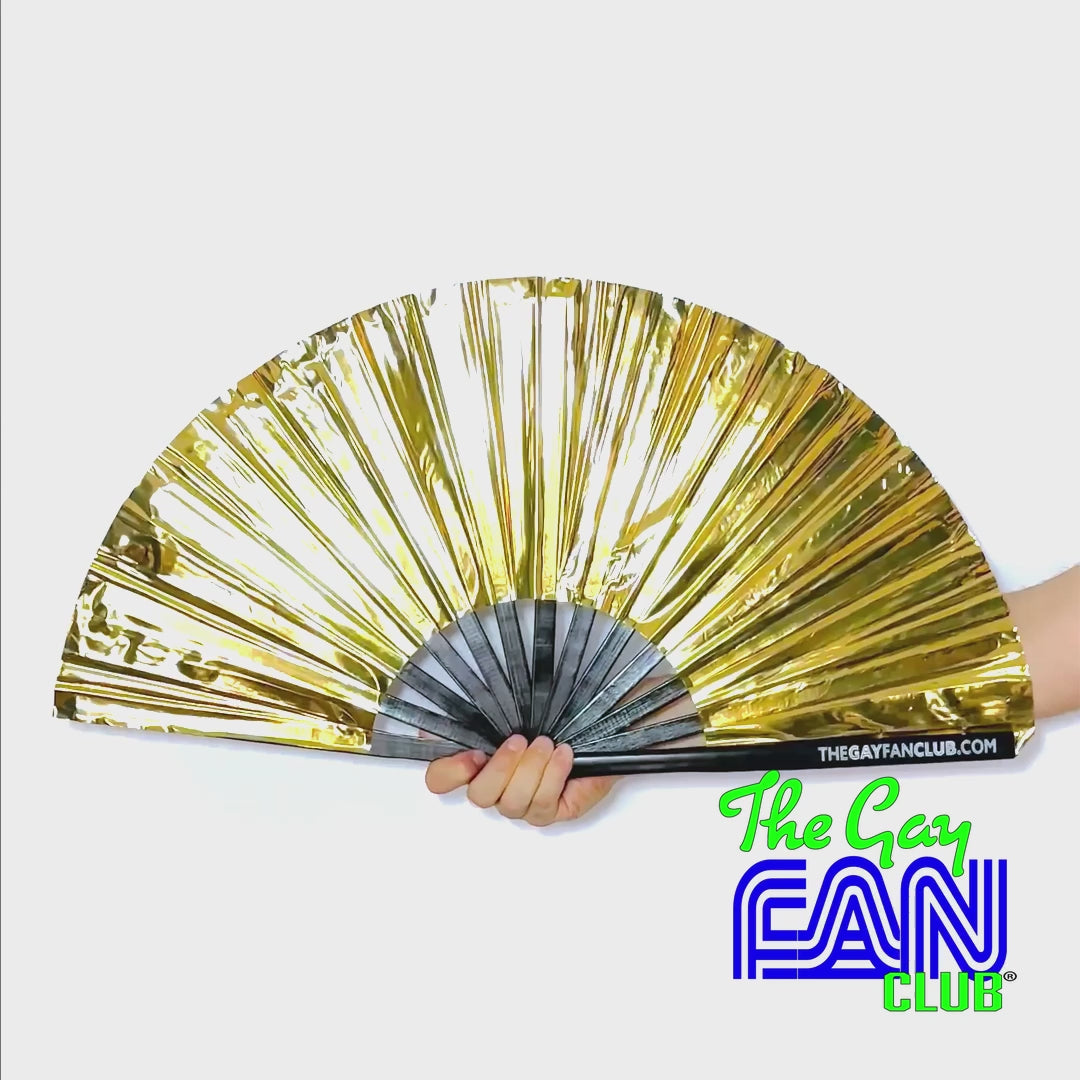 Solid Gold Mirror Fan | Shop Music Festival Fans at The Gay Fan Club