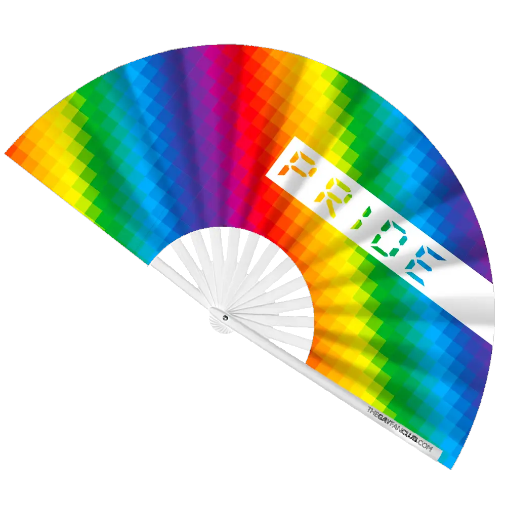 Oversized Bamboo Rainbow Flag "Pride" Clack Fan for Parades and LGBTQ+ Festivals