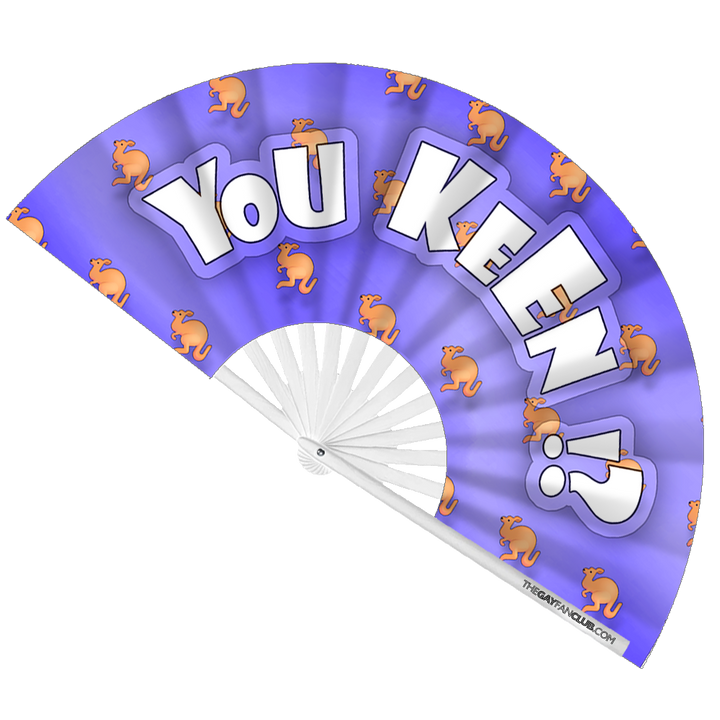 You Keen!? Fan - funny slang and kangaroos hand fan - The Gay Fan Club® 
