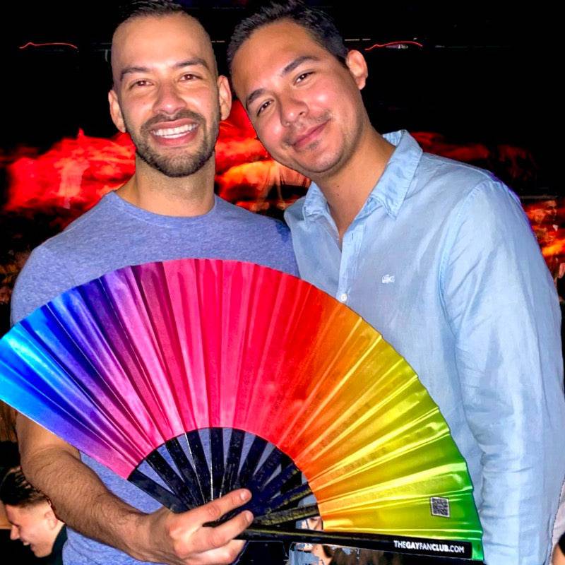 Rainbow Rave Fan (UV) | The Gay Fan Club™ Hand Fans