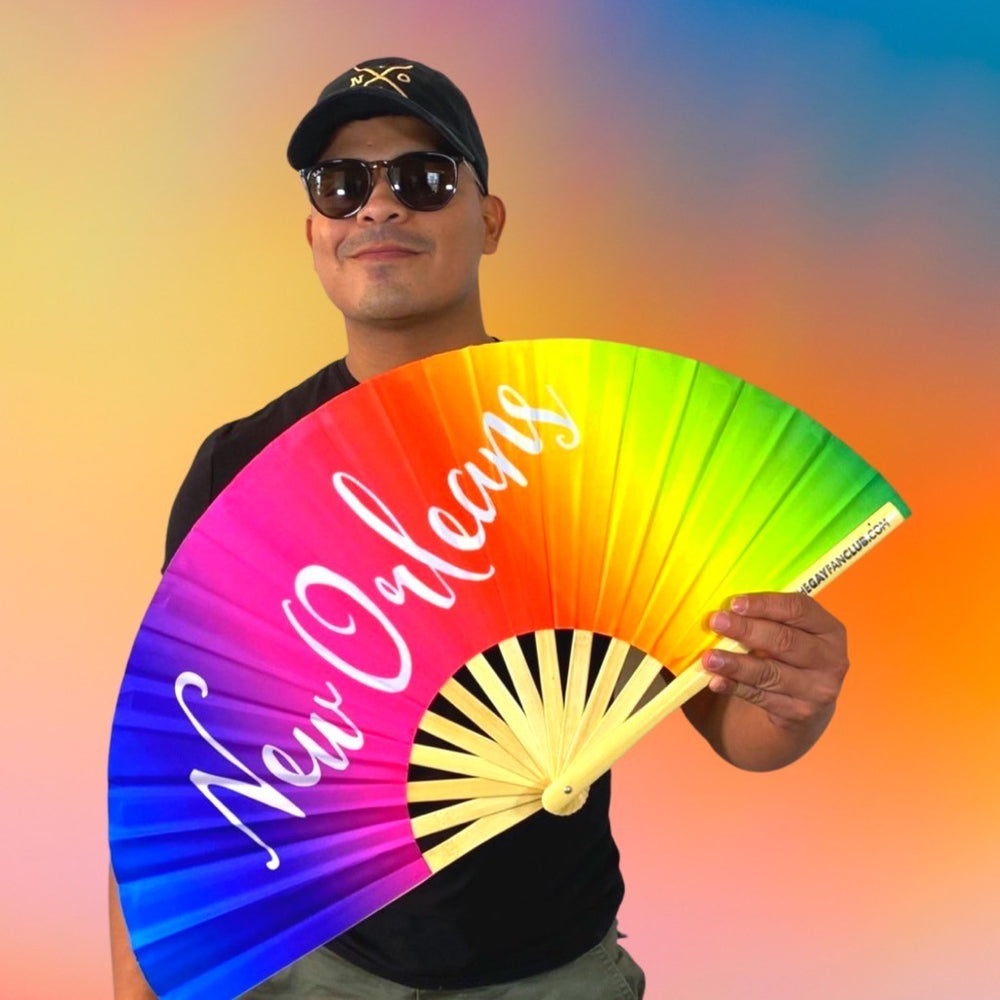 NOLA Fan (UV) New Orleans Bamboo Festival Hand Fan The Gay Fan Club