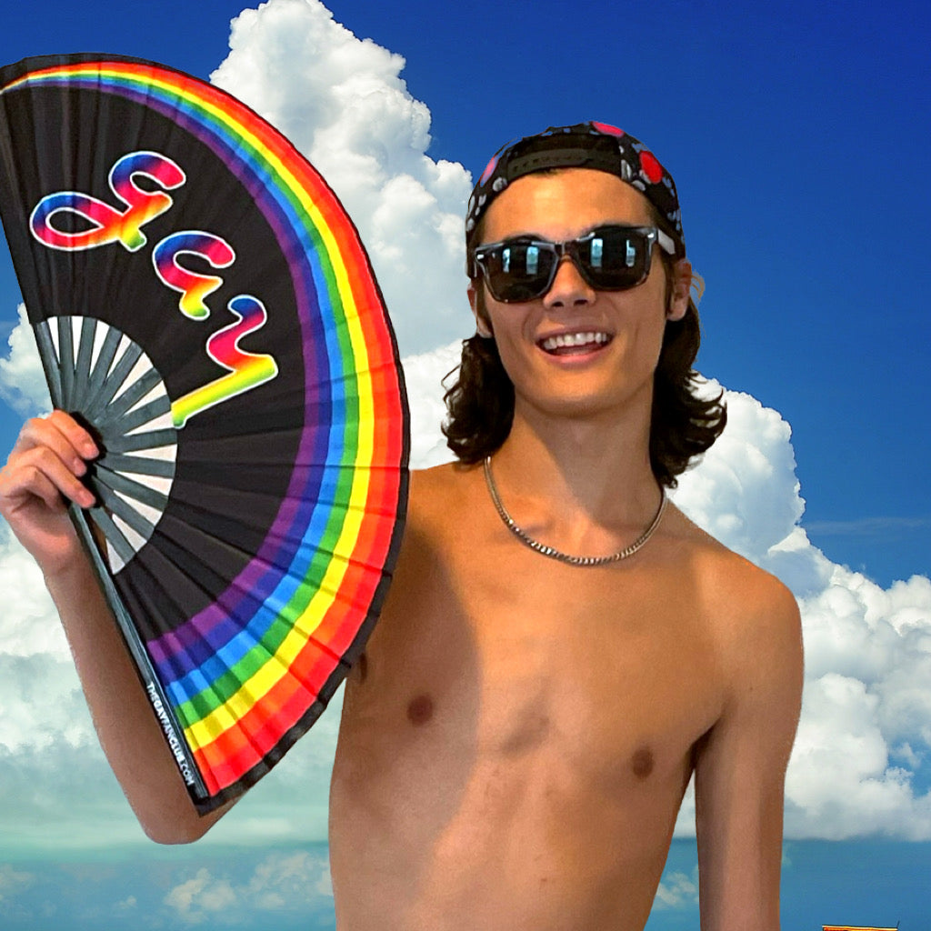 Gay Fan (UV) - Pride Rainbow Fan - The Gay Fan Club