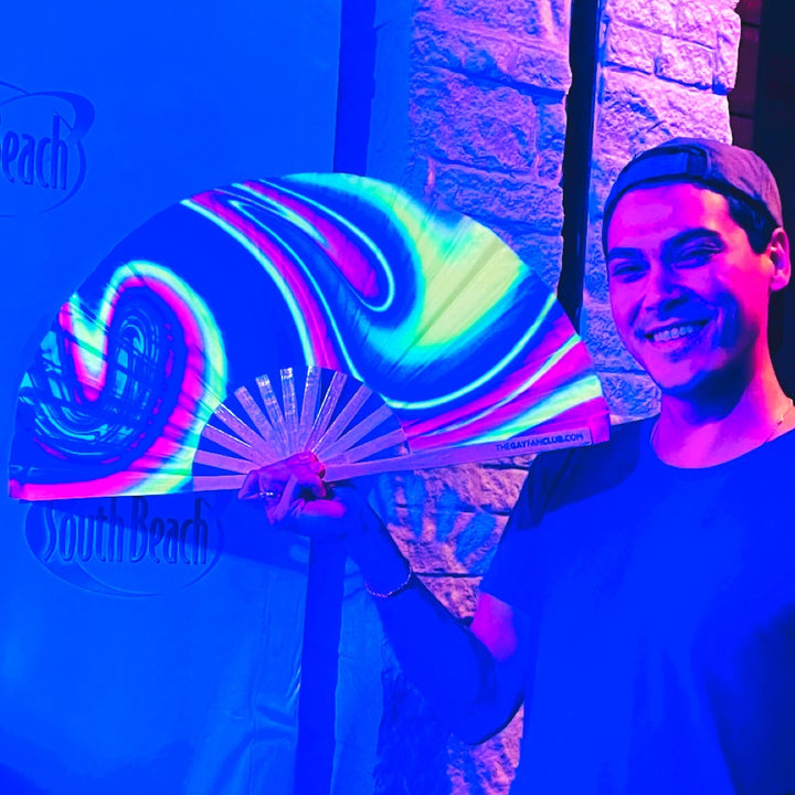 Lava Lamp Fan (UV) UV-Reactive Hand Fan The Gay Fan Club
