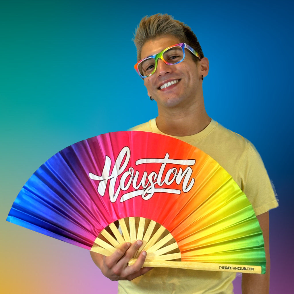 Houston Rainbow Fan (UV) Rainbow Clack Fan The Gay Fan Club