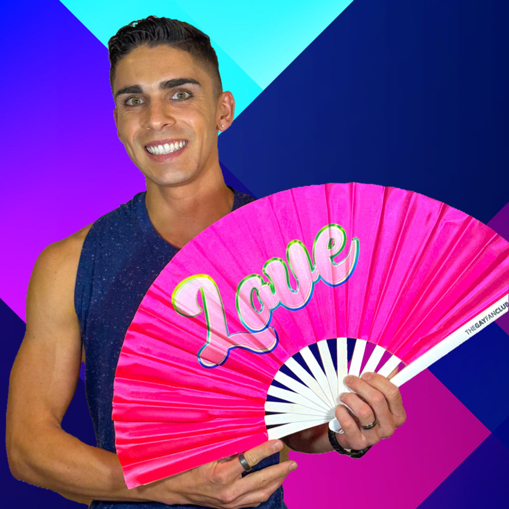 Love Fan (UV) - Rave Hand Fan - The Gay Fan Club